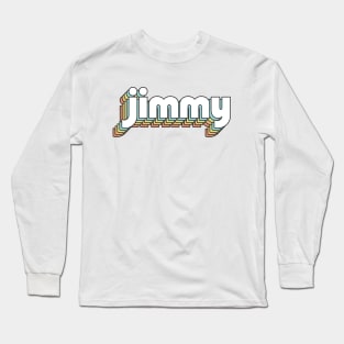 Jimmy - Retro Rainbow Typography Faded Style Long Sleeve T-Shirt